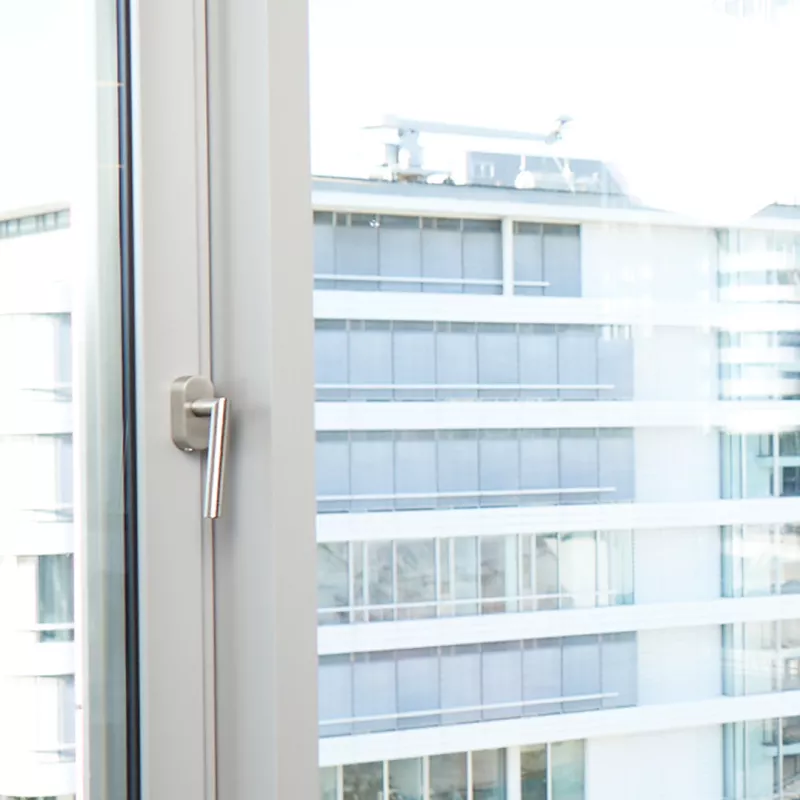 View from an office to the office buildings opposite in the sunshine