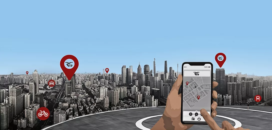 App being used to hail an "Air-taxi"