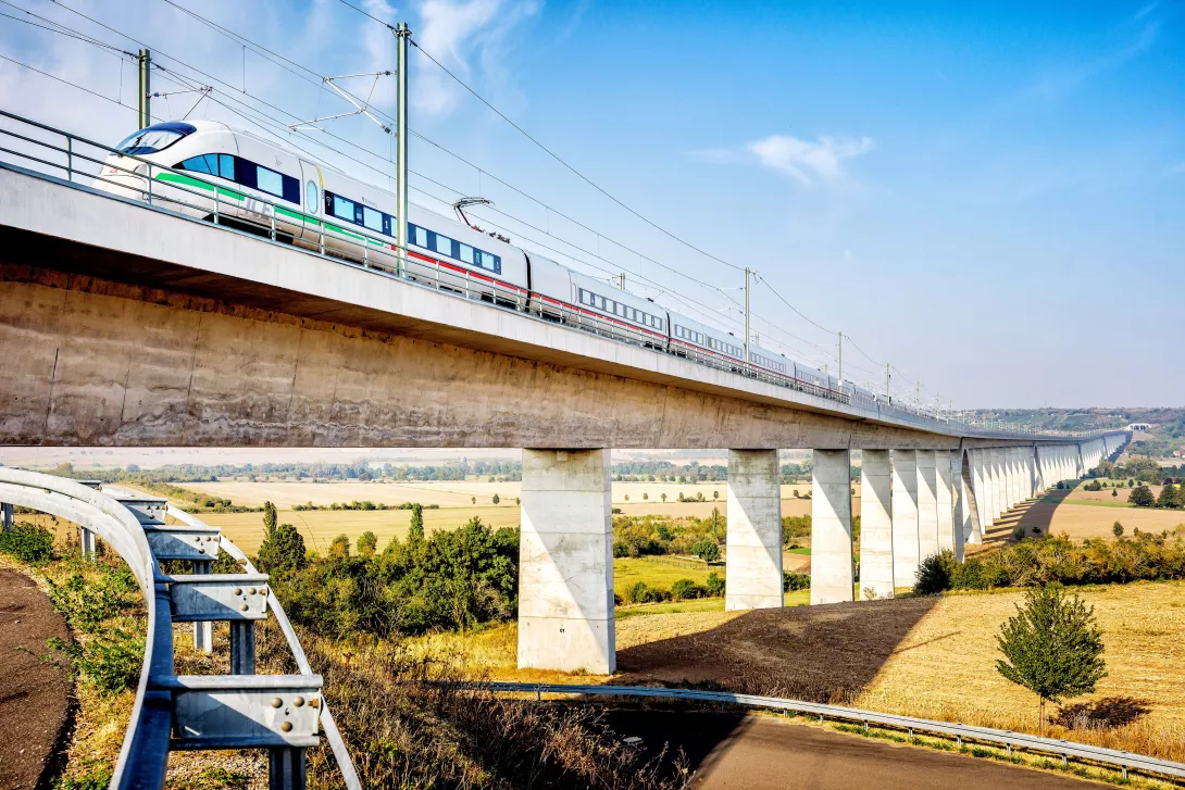 Completed in 2012, the Unstruttalbrücke between Erfurt and Leipzig is the second-longest railway bridge in Germany, with a length of 2.7 kilometers and a height of 49 meters. It is part of a new 123-kilometer line that cost 2.8 billion euros. The rail infrastructure system needs more planning stability, including for exceptional projects of this type — especially when it comes to funding.