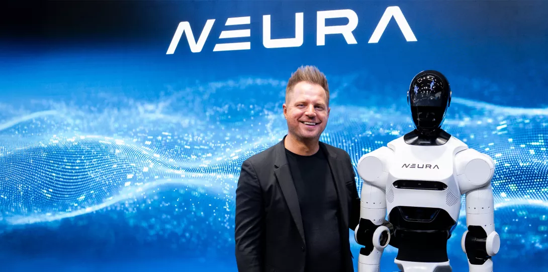 Neura Robotics CEO David Reger with Robot