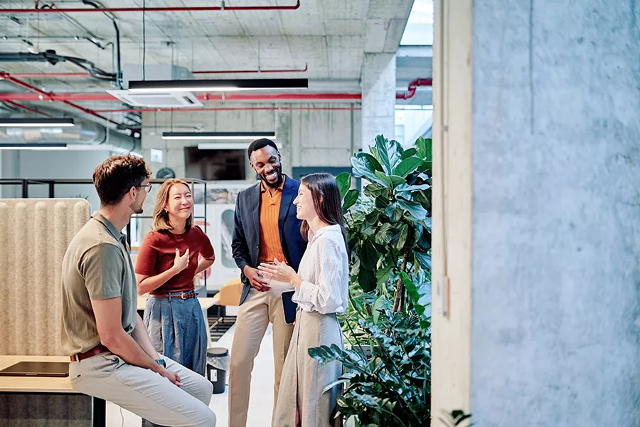 Sustainability Social Group talking in office