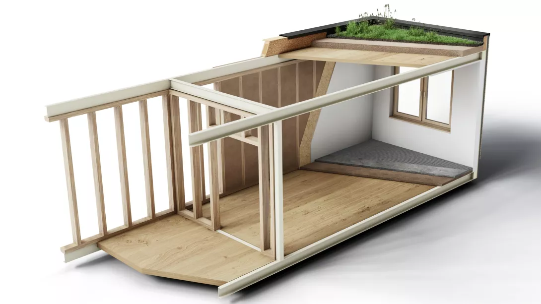 Rahmen aus Stahl, Ausbau mit Holz: Schulen aus Modulen.